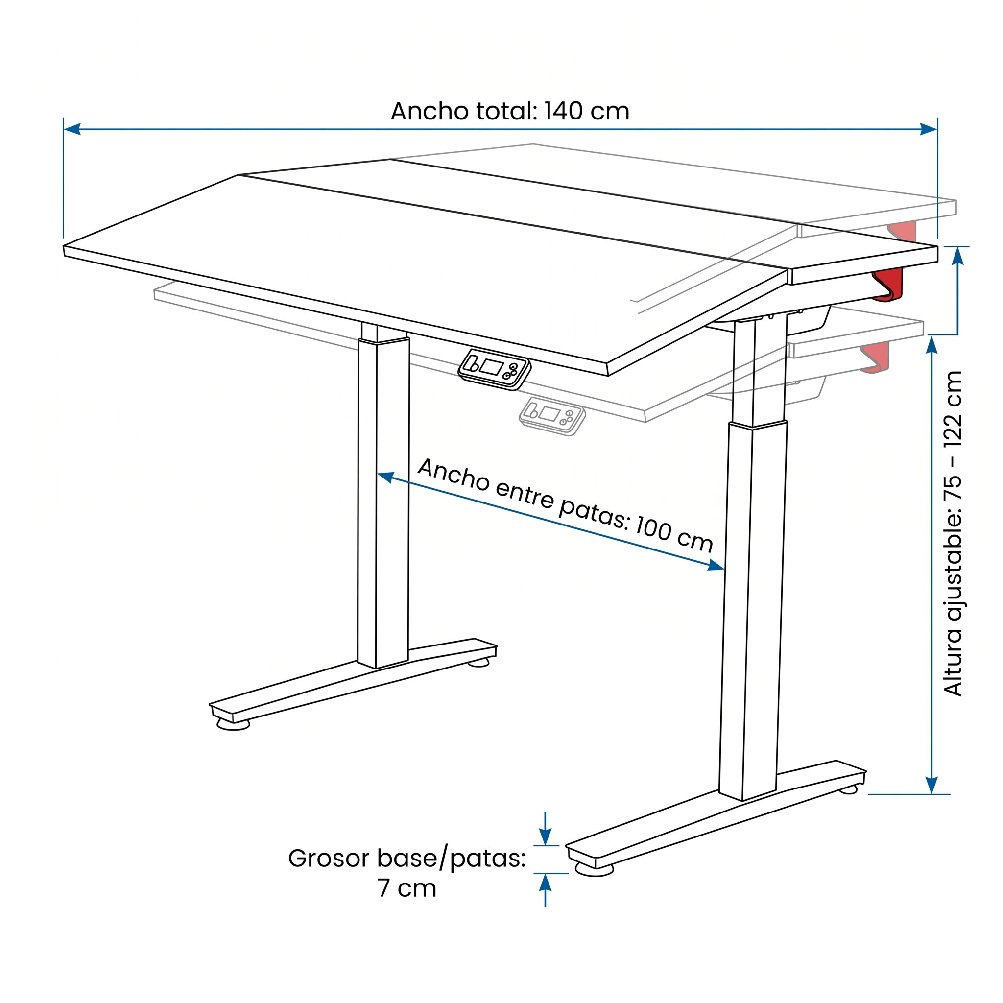 Escritorio Elevable Eléctrico Minimalista Ajustable en Altura