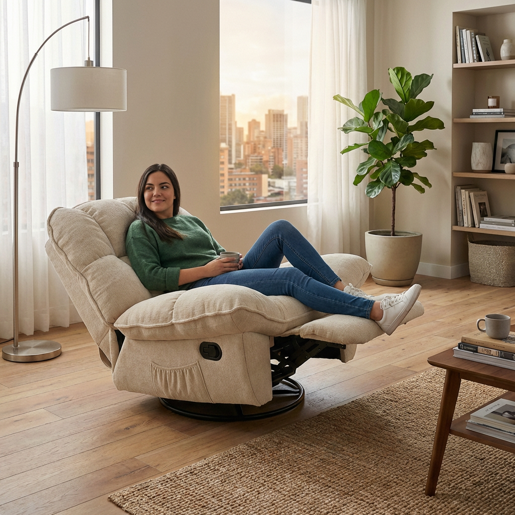 Sillón Relax Giratorio Reclinable 360° en Lino