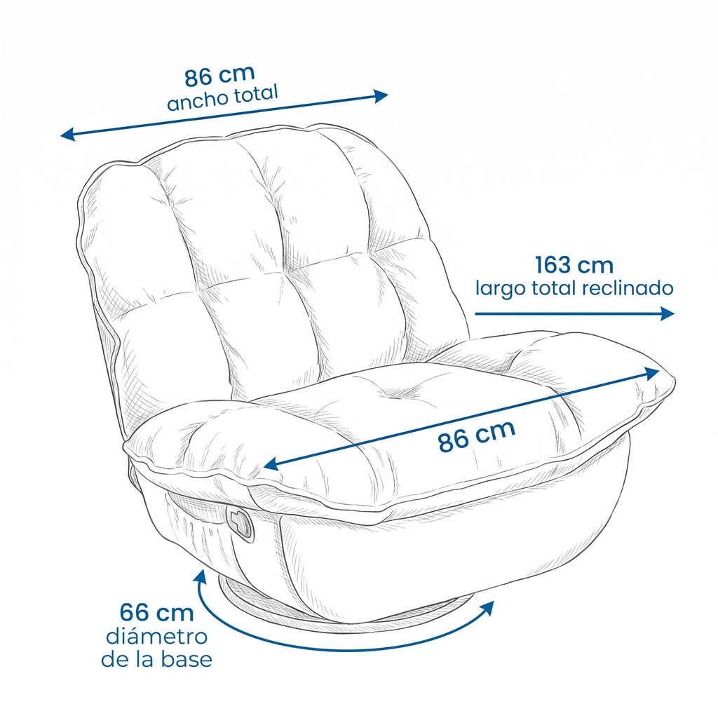 Sillón Relax Giratorio Acolchado Reclinable 360° Chenille