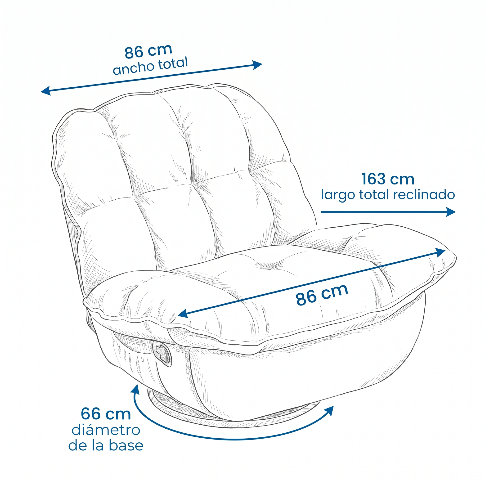 Sillón Relax Giratorio Acolchado Reclinable 360° Chenille