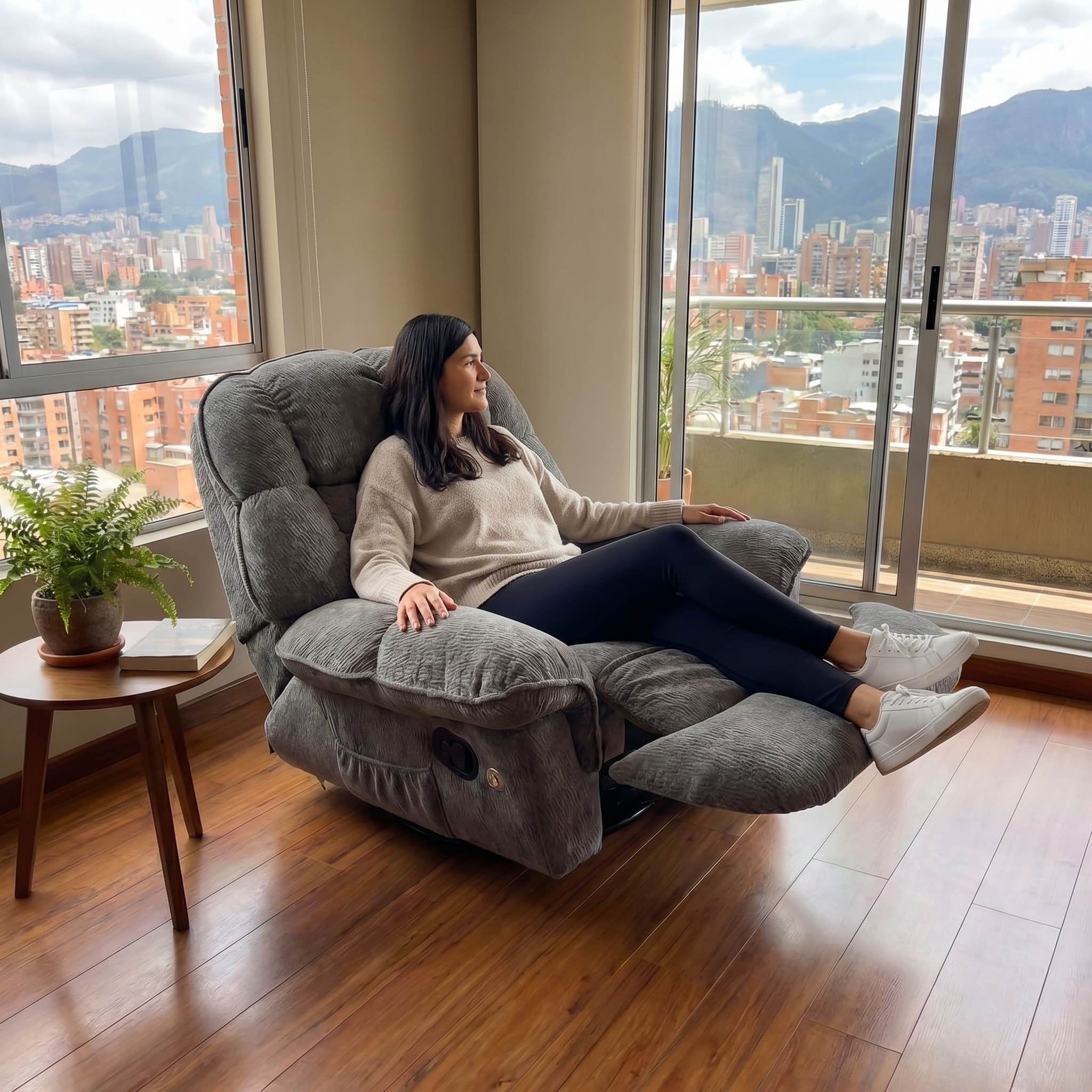 Sillón Relax Giratorio Acolchado Reclinable 360° Chenille
