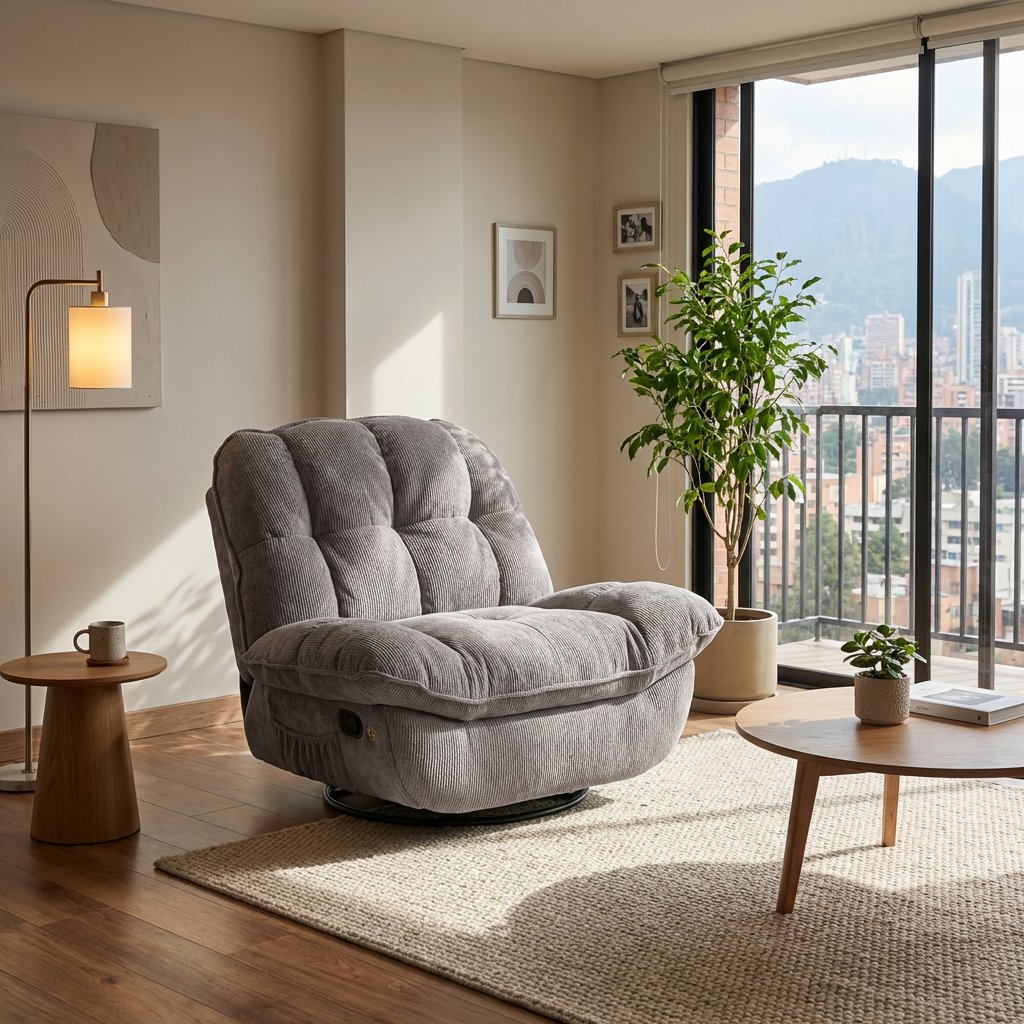 Sillón Relax Giratorio Acolchado Reclinable 360° Chenille
