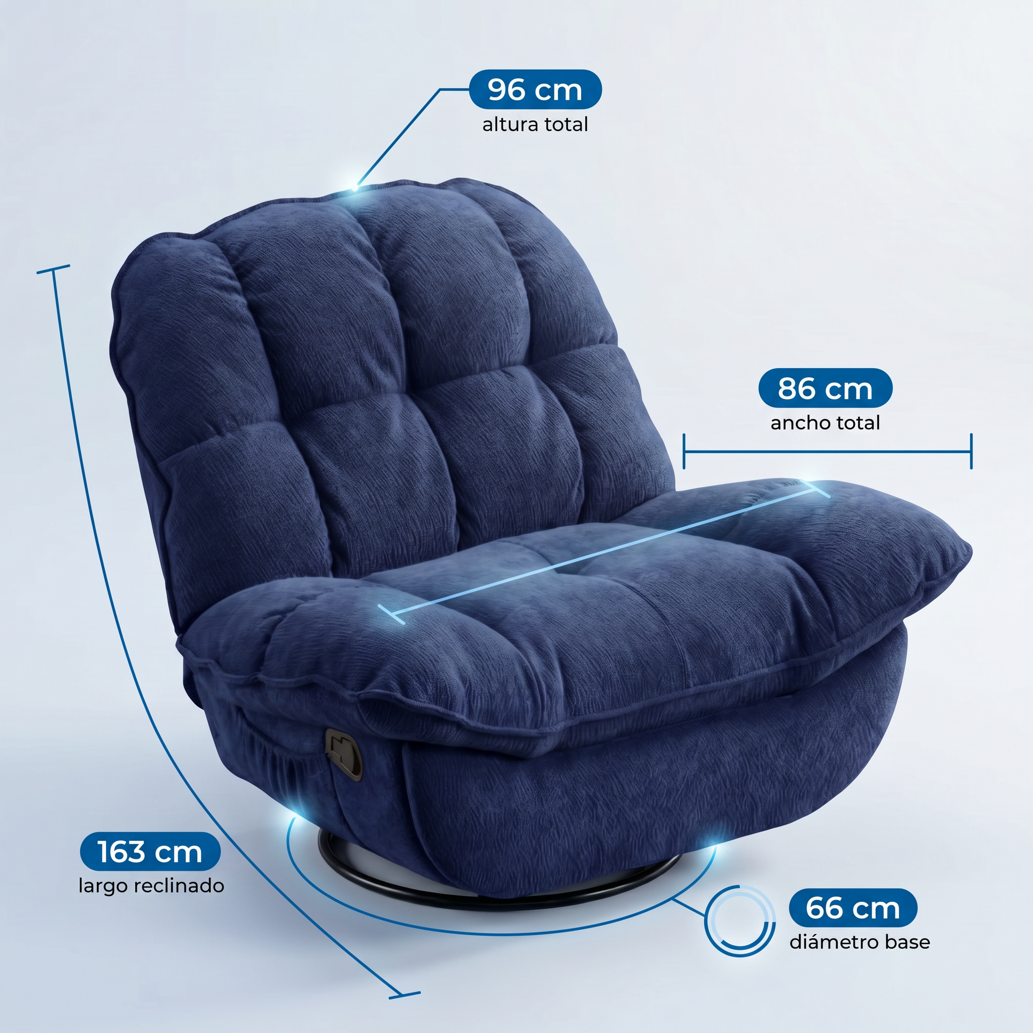 Sillón Relax Giratorio Acolchado Reclinable 360° Chenille