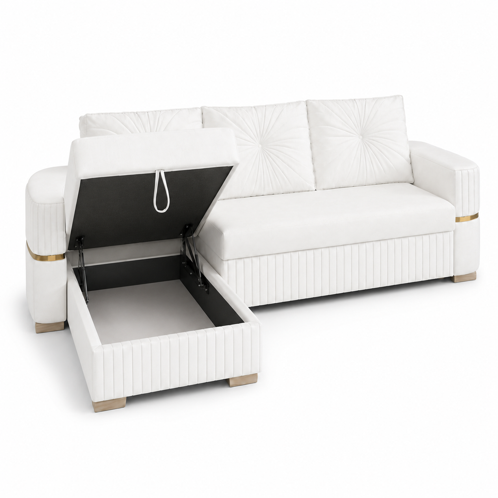 Sofá Seccional en L con Chaise y Almacenamiento
