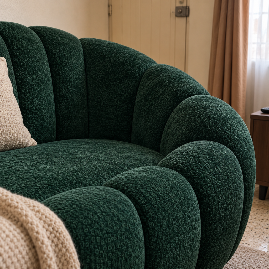 Sala Nube Bouclé Verde – 2 Piezas