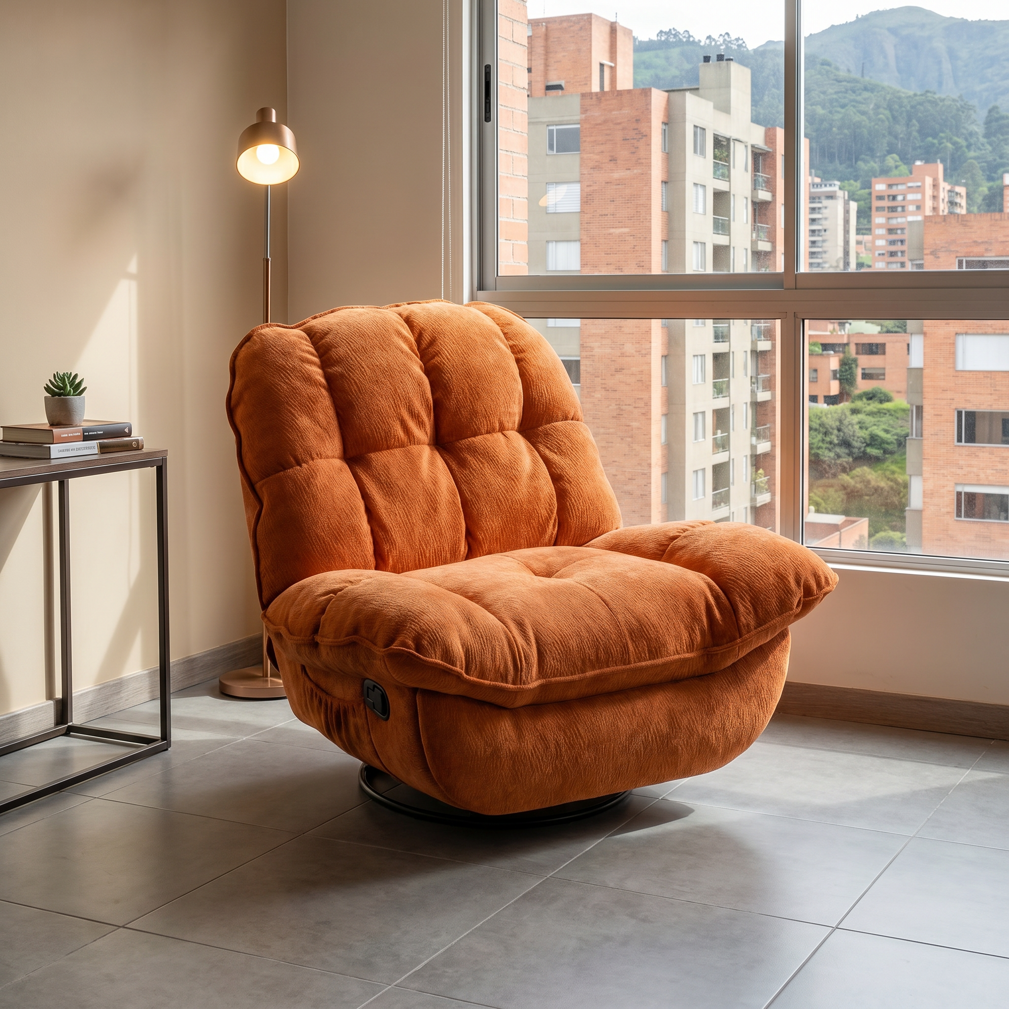 Sillón Relax Giratorio Acolchado Reclinable 360° Chenille