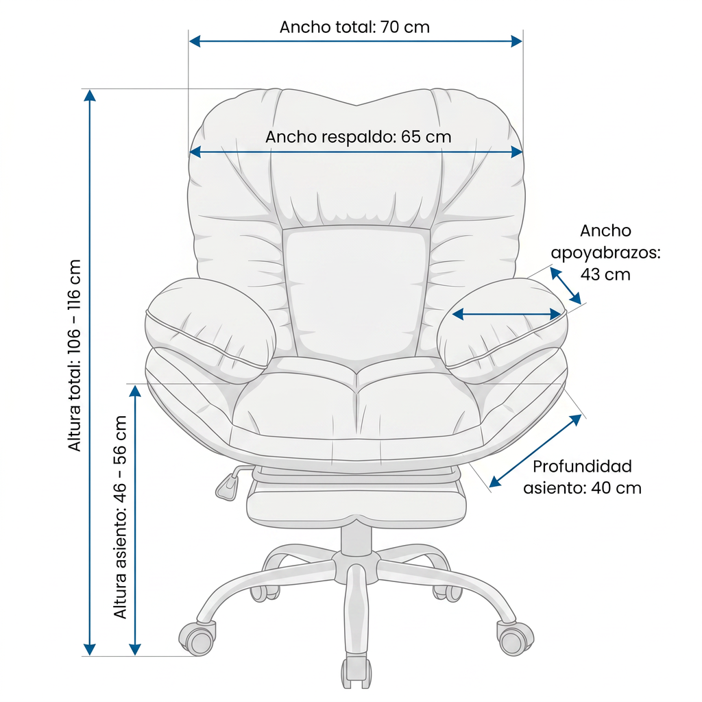 Silla Ergonómica Acolchada Giratoria de Alta Comodidad