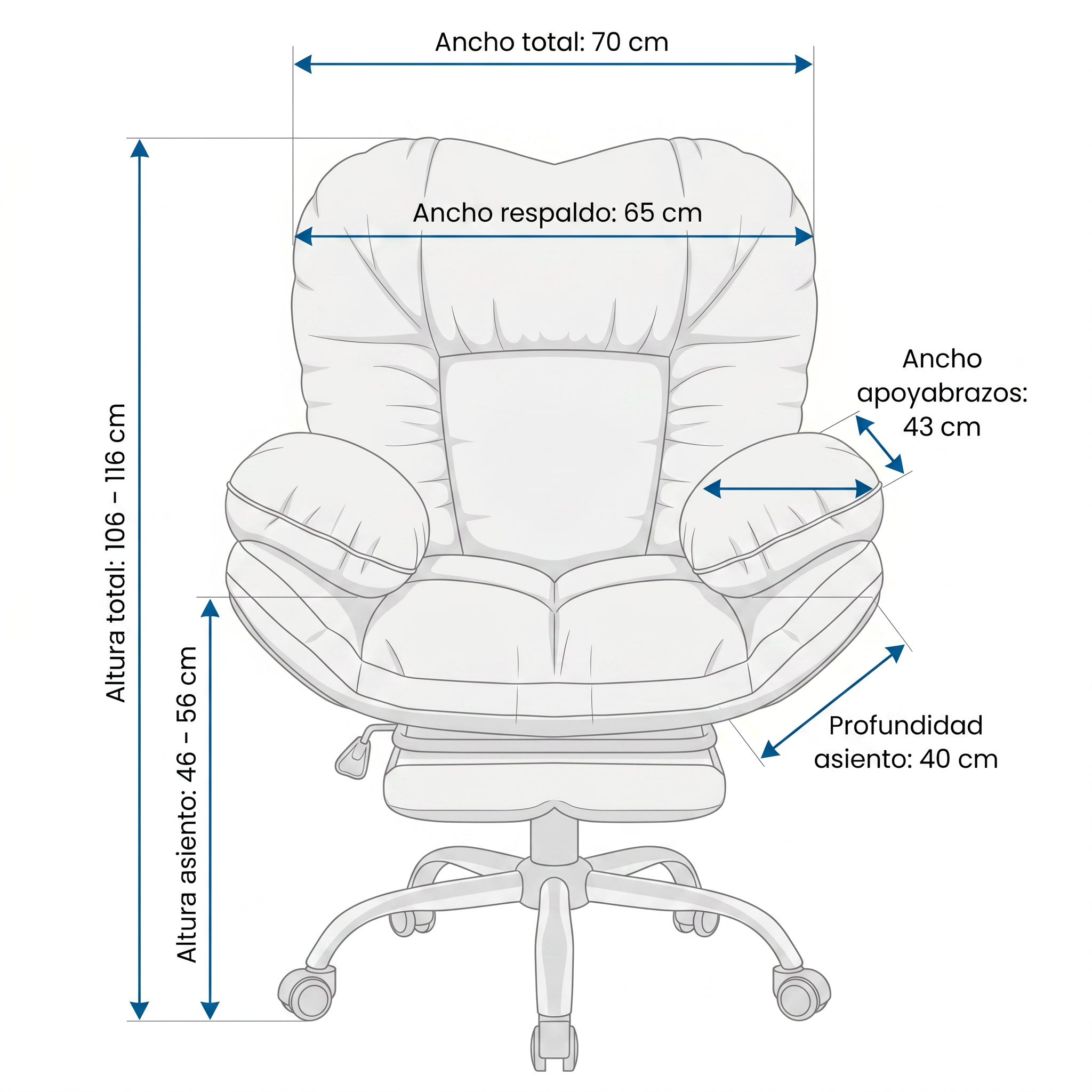 Silla Ergonómica Acolchada Giratoria de Alta Comodidad