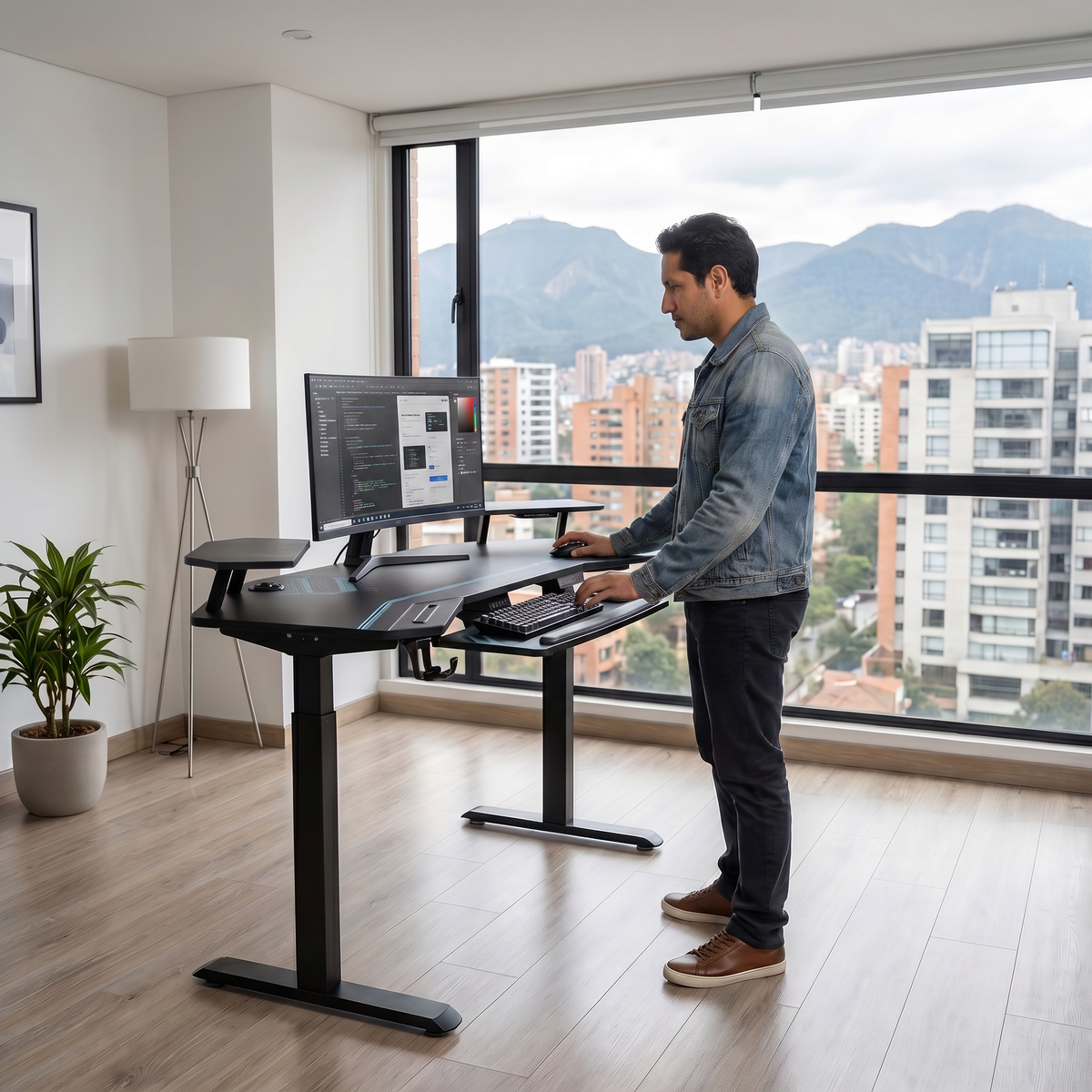 Escritorio Gamer Ergonómico Ajustable con Soporte de Monitor