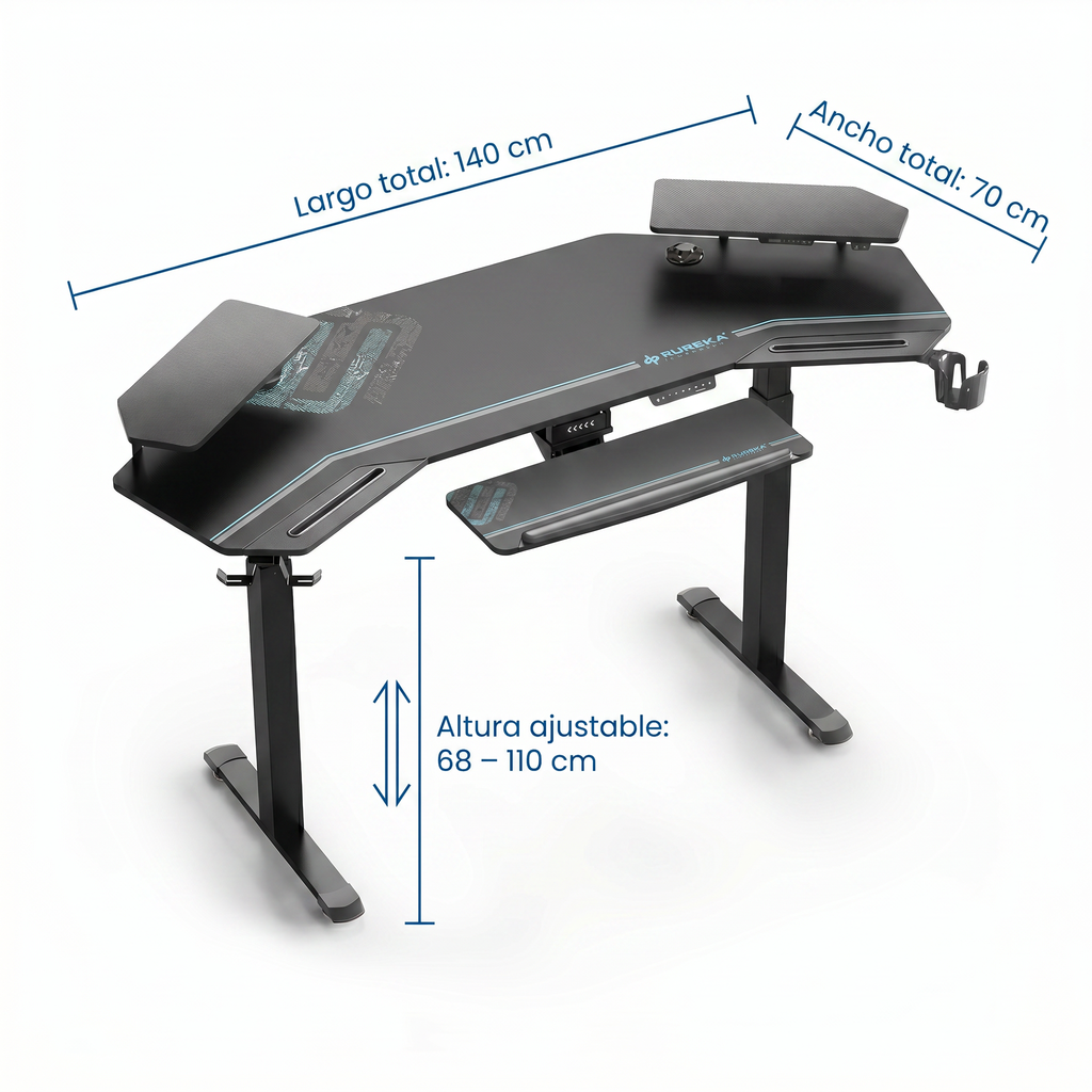 Escritorio Gamer Ergonómico Ajustable con Soporte de Monitor