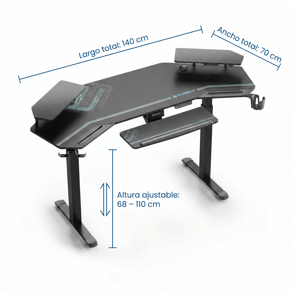 Escritorio Gamer Ergonómico Ajustable con Soporte de Monitor