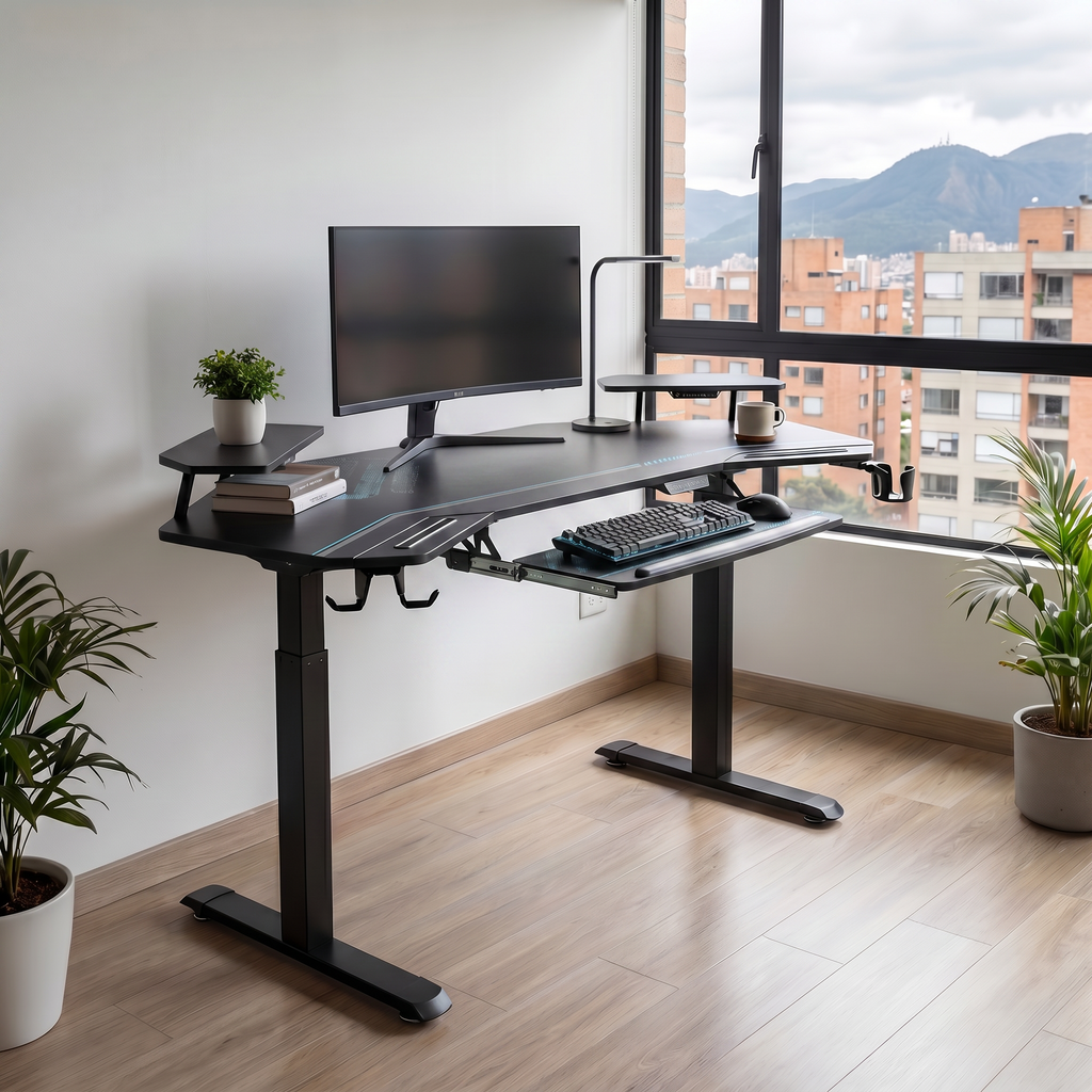 Escritorio Gamer Ergonómico Ajustable con Soporte de Monitor